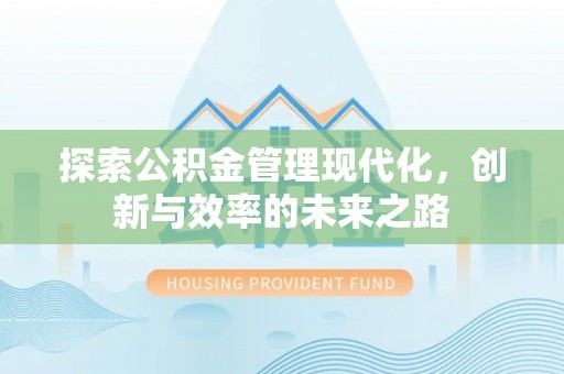 卫辉探索公积金管理现代化，创新与效率的未来之路
